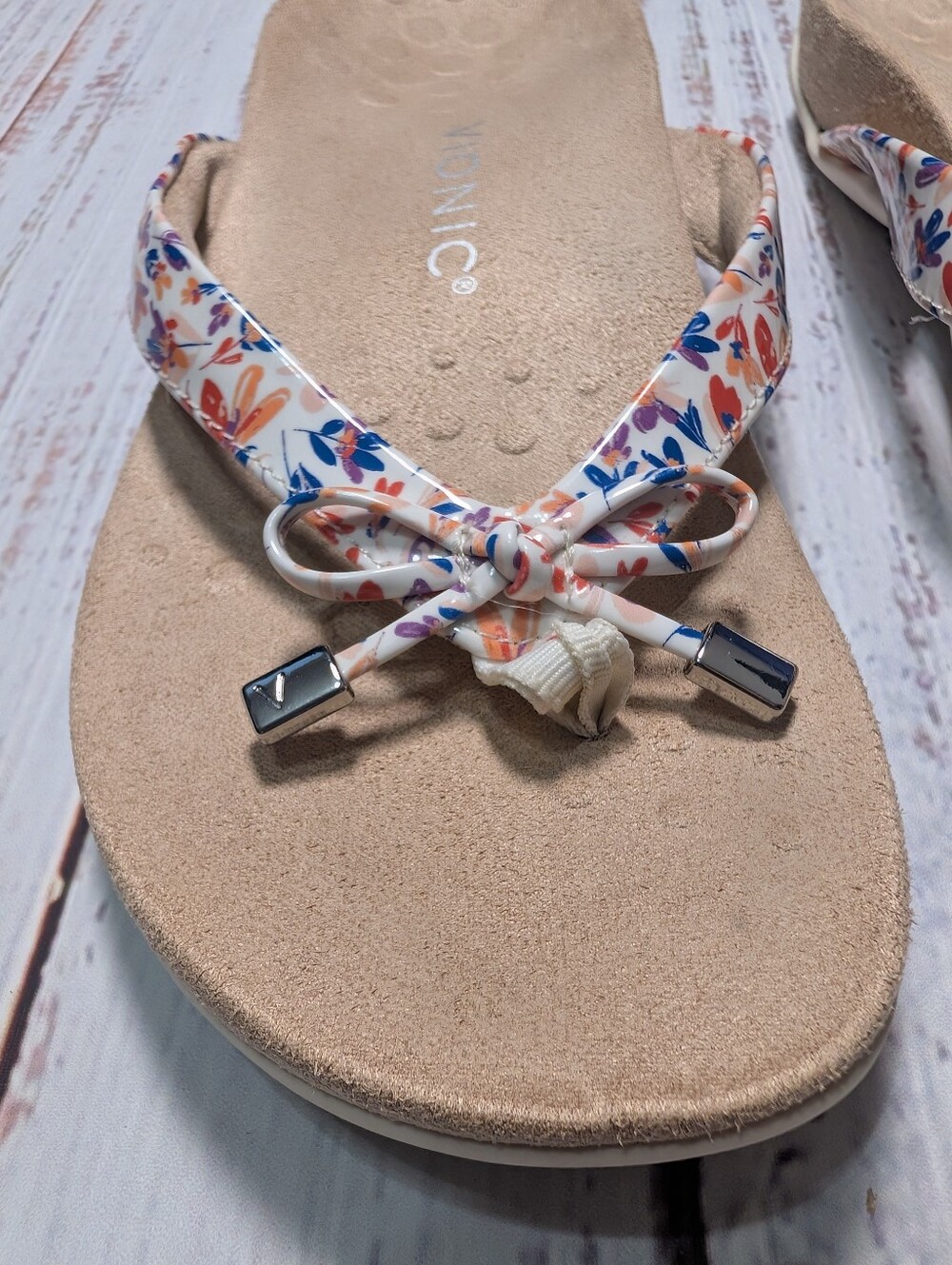 Vionic Women's Bella Floral Print Bow Toe-Post Sandals Size 7.5 - Picture 7 of 12